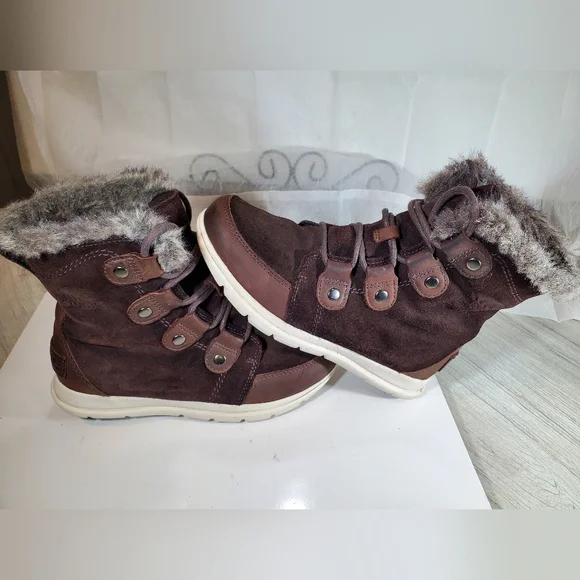 Sorel Womens Explorer Joan Waterproof Brown Leather Winter Boots Size 6 - Picture 8 of 13